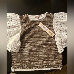 Badgley Mischka Ruffle Sleeve top